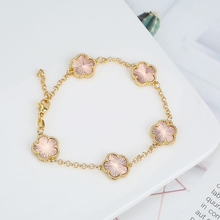kleeblatt-armband-damen-326l-edelstahl-muschel-pflanze-funf-blutenblatter-blume-verstellbare-armband