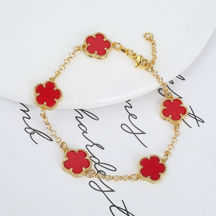 kleeblatt-armband-damen-326l-edelstahl-muschel-pflanze-funf-blutenblatter-blume-verstellbare-armband