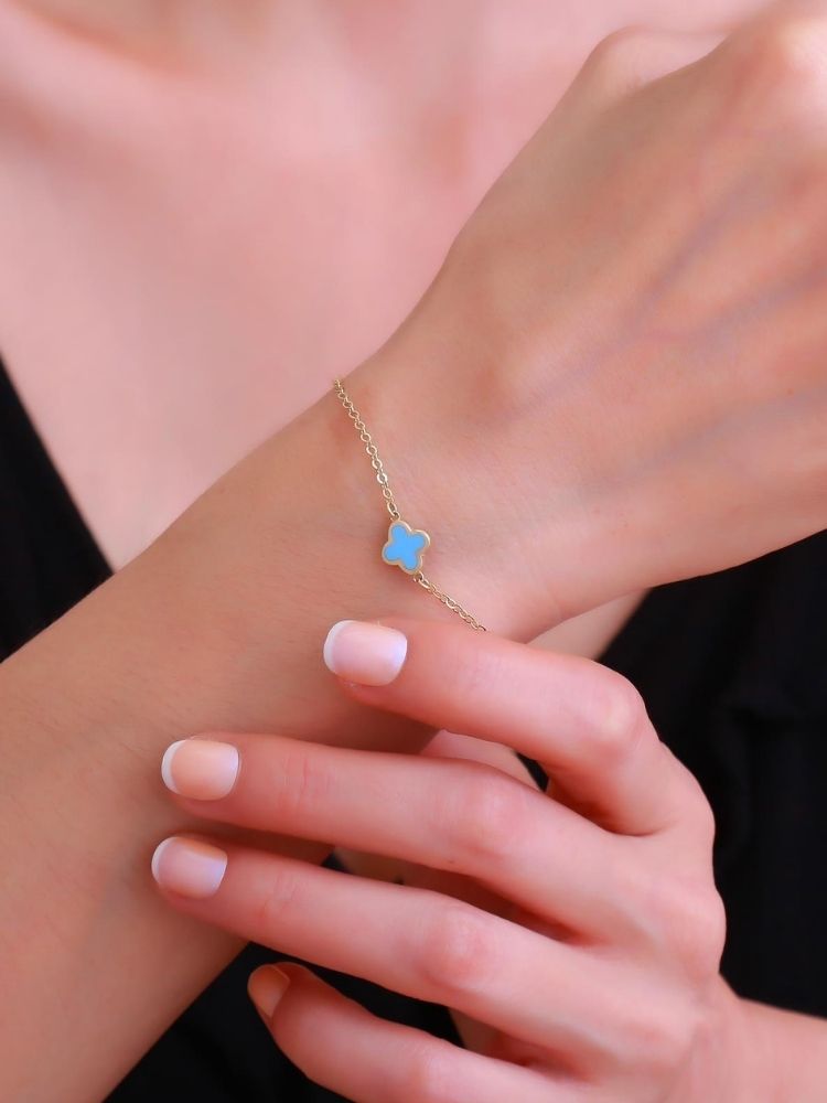 kleeblatt-armband-gold-585-14k-gold-blau-emailliertes-kleeblatt-armband