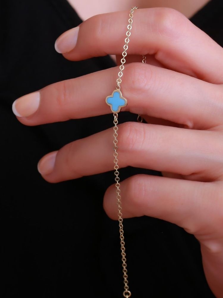 kleeblatt-armband-gold-585-14k-gold-blau-emailliertes-kleeblatt-armband