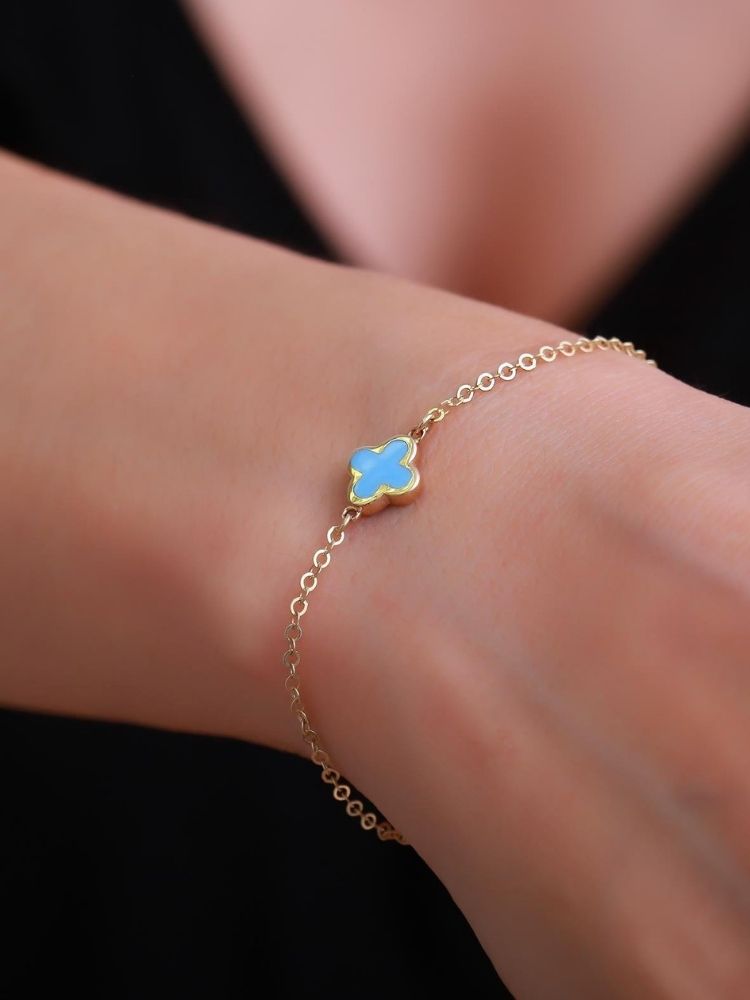 kleeblatt-armband-gold-585-14k-gold-blau-emailliertes-kleeblatt-armband