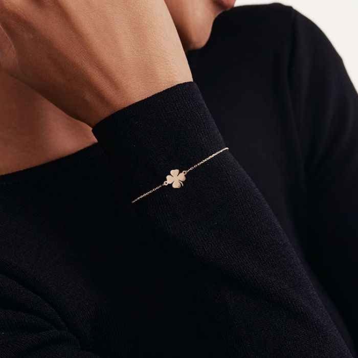 kleeblatt-armband-gold-damen-585-solid-14-karat-Zierliches-Blumen-Armband-vierblattriges-glucksarmband