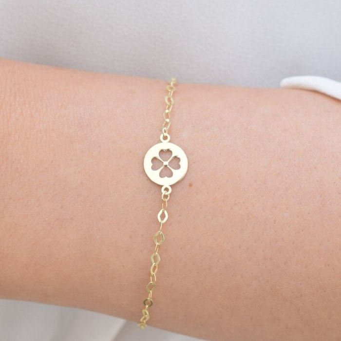 kleeblatt-armband-gold-damen-585-solid-14-karat-irisches-geschenk-vierblattriges-glucksarmband-minimalistischer-glucksbringer