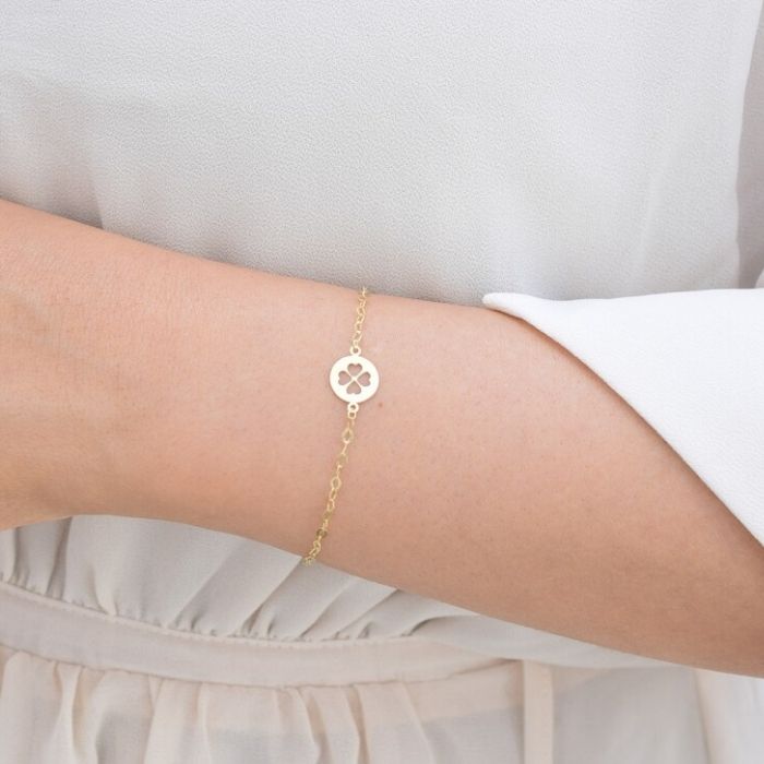 kleeblatt-armband-gold-damen-585-solid-14-karat-irisches-geschenk-vierblattriges-glucksarmband-minimalistischer-glucksbringer