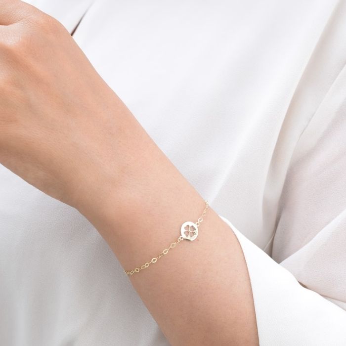 kleeblatt-armband-gold-damen-585-solid-14-karat-irisches-geschenk-vierblattriges-glucksarmband-minimalistischer-glucksbringer