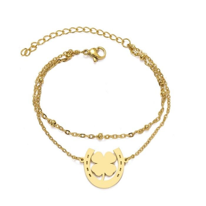Analyzing image kleeblatt-armband-mehrlagiges-perlenarmband-kleeblatt-edelstahlarmband-damen