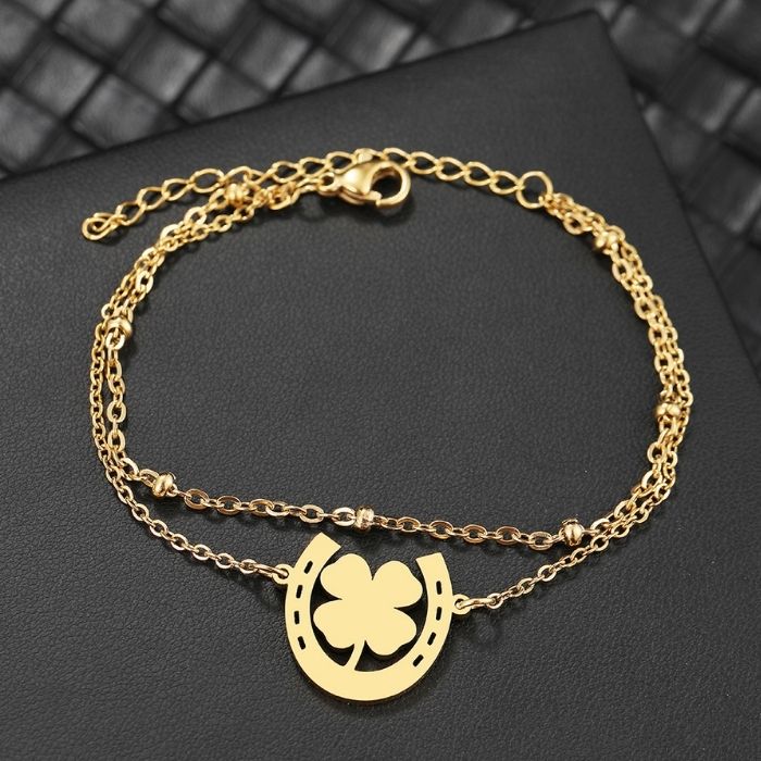 Analyzing image kleeblatt-armband-mehrlagiges-perlenarmband-kleeblatt-edelstahlarmband-damen