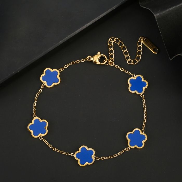kleeblatt-damen-armband-326l-edelstahl-gold-plattiert-funf-blatter-pflanze-armband