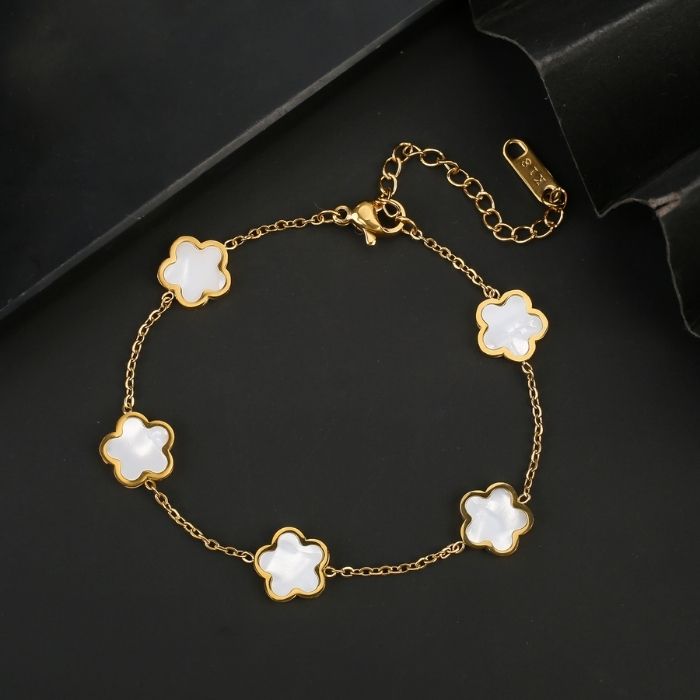 kleeblatt-damen-armband-326l-edelstahl-gold-plattiert-funf-blatter-pflanze-armband
