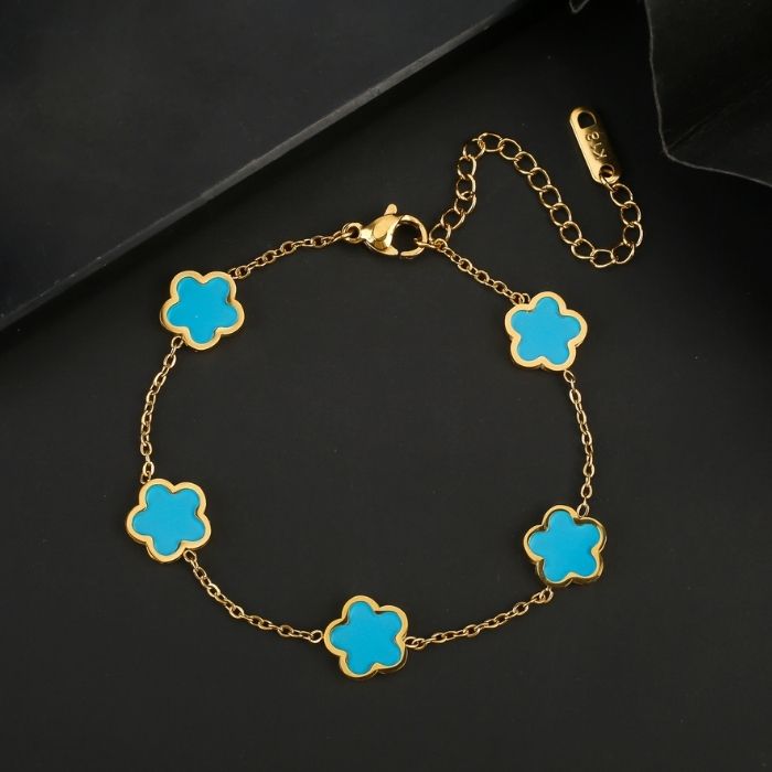 kleeblatt-damen-armband-326l-edelstahl-gold-plattiert-funf-blatter-pflanze-armband