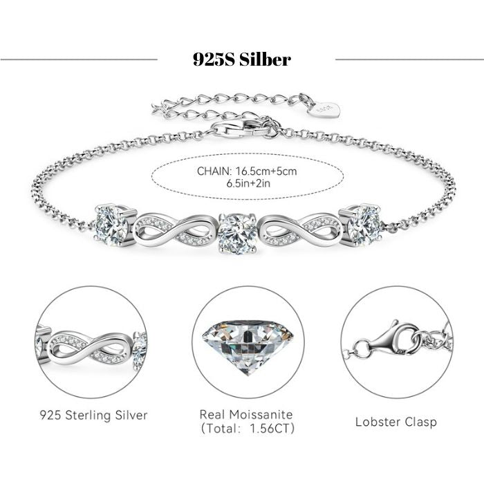 Silberarmband Damen D1.5CT Moissanite