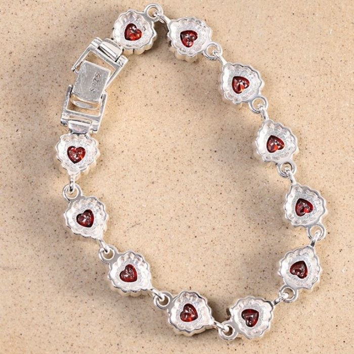 Silberarmband Damen Granat