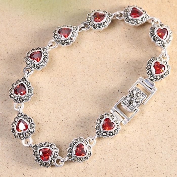 Silberarmband Damen Granat