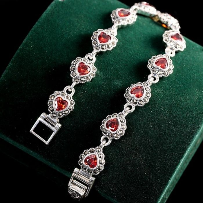 Silberarmband Damen Granat