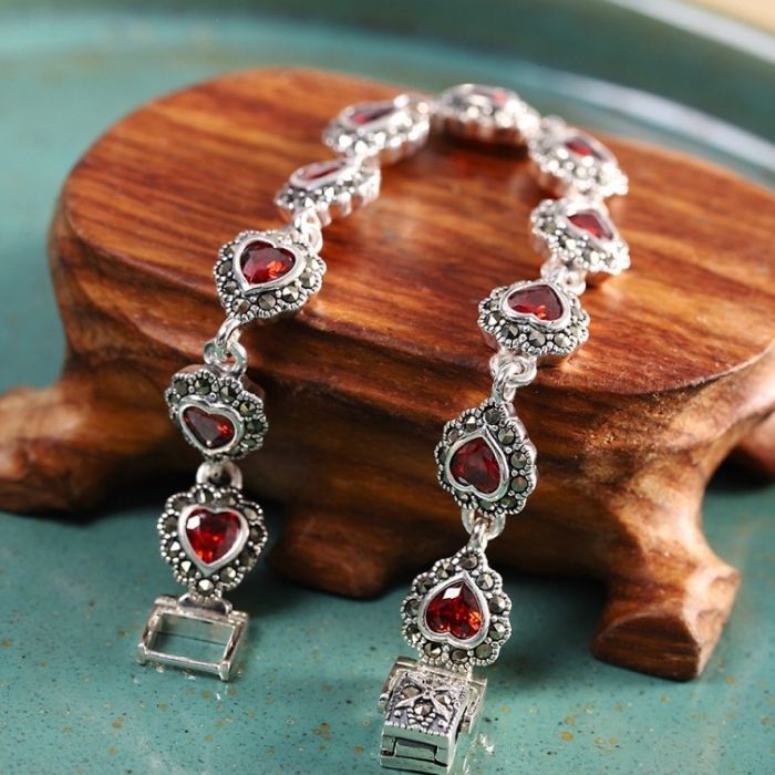 Silberarmband Damen Granat