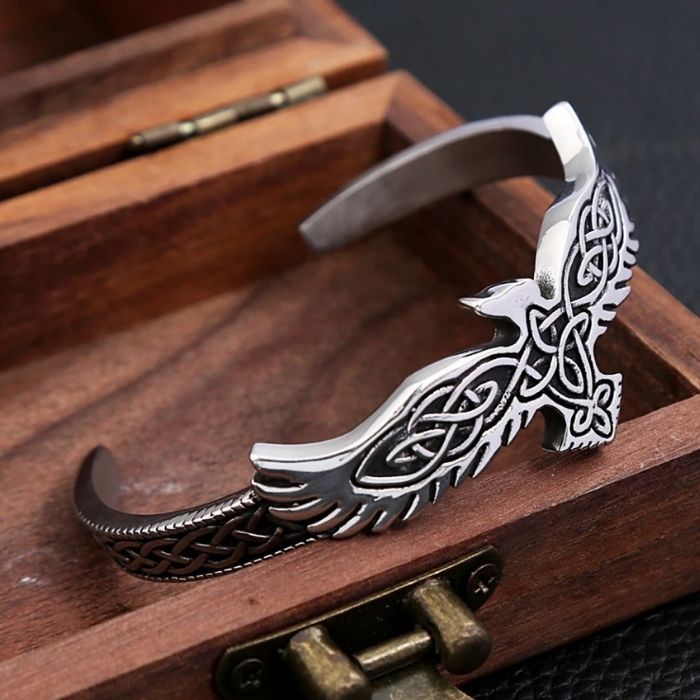wikinger-armband-herren-326l-edelstahl-fliegen-eagle-armbander-manschettenarmband